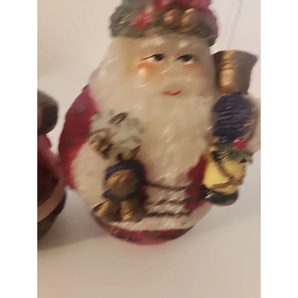 Vintage Set of 2 - OLD WORLS ROUND BOTTOM SANTA CANDLES